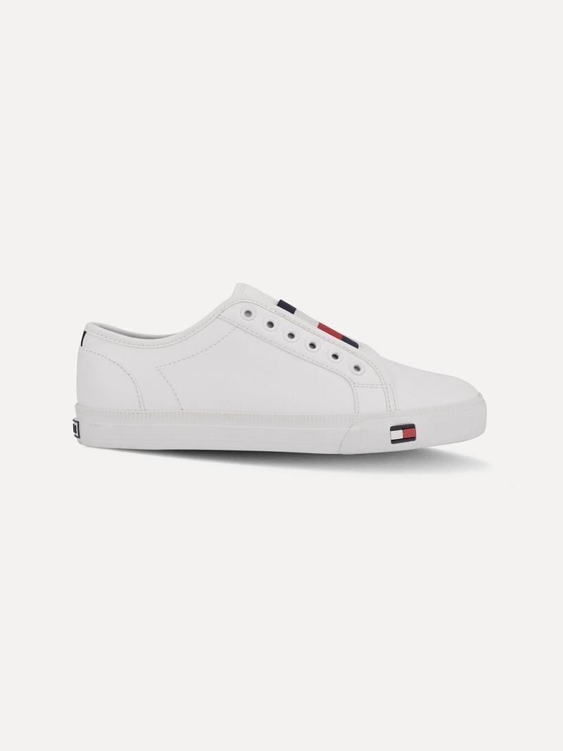 Női Tommy Hilfiger Flag Laceless Alkalmi Cipő Fehér | HU 586NWY